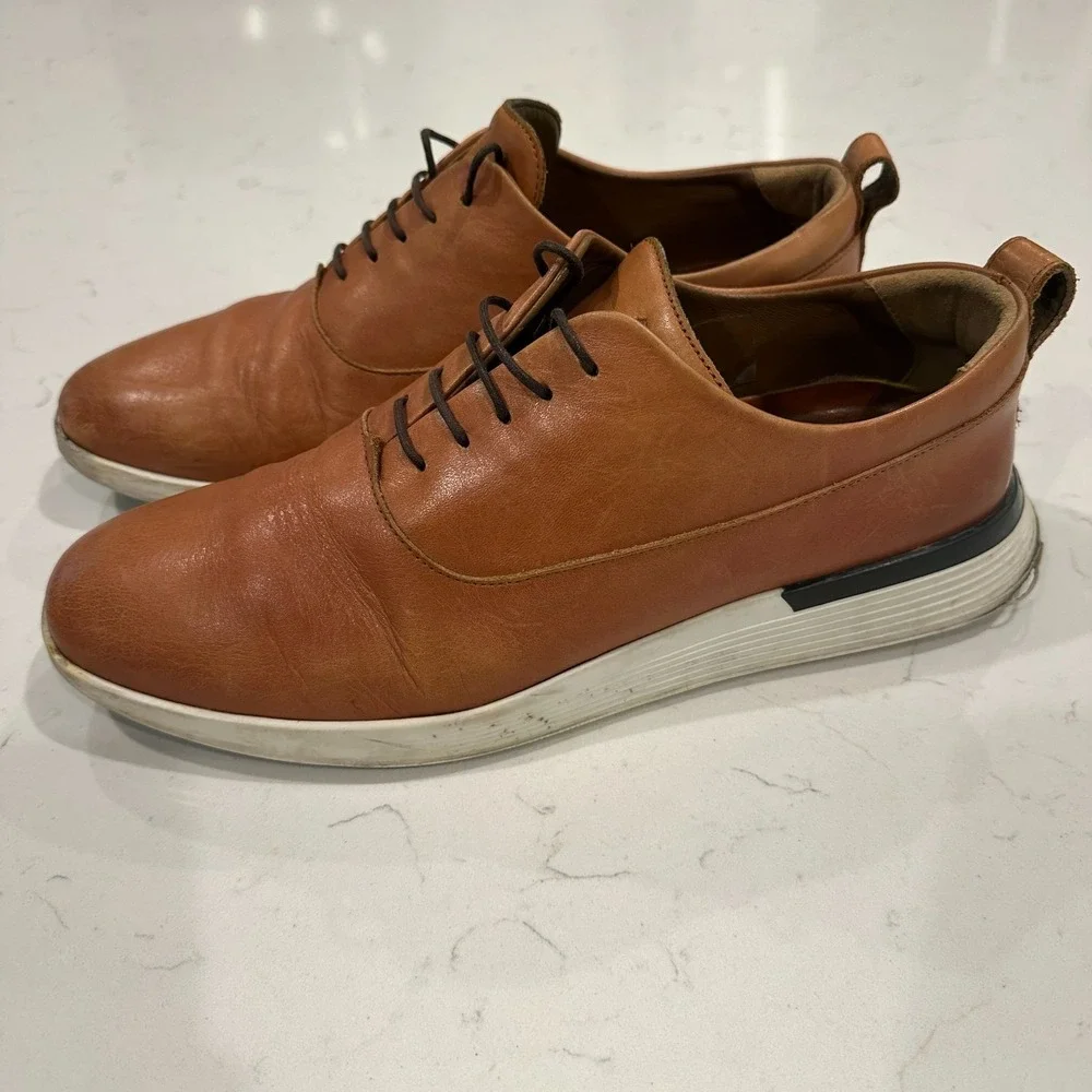 Wolf and Shepherd Mens 11.5 M Crossover Lace Up Brown Derby Dress Shoes Leather